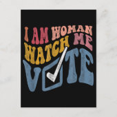 Ik ben een vrouw Bekijk mij Stem 2024 Blue Wave Informatiekaartje (Voorkant)