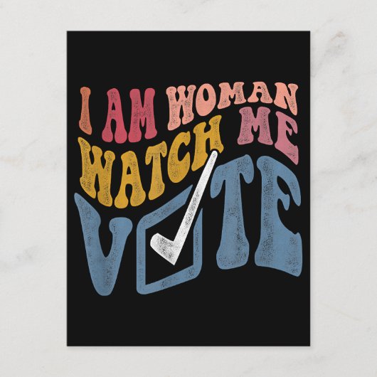 Ik ben een vrouw Bekijk mij Stem 2024 Blue Wave Informatiekaartje (Voorkant)