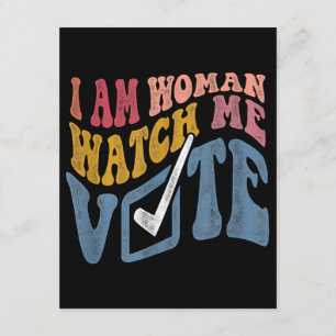 Ik ben een vrouw Bekijk mij Stem 2024 Blue Wave Informatiekaartje