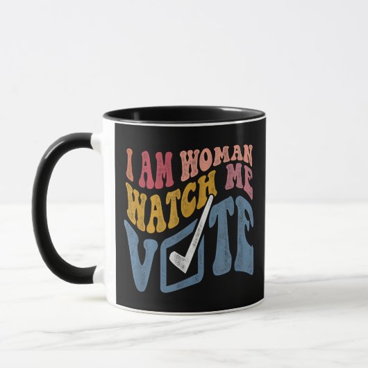 Ik ben een vrouw Bekijk mij Stem 2024 Blue Wave Mok (Links)