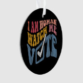 Ik ben een vrouw Bekijk mij Stem 2024 Blue Wave Ornament (voorkant)