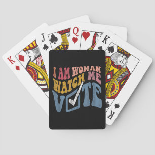 Ik ben een vrouw Bekijk mij Stem 2024 Blue Wave Pokerkaarten