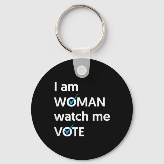 Ik ben een vrouw Bekijk mij Stem 2024 Blue Wave Sleutelhanger (Voorkant)
