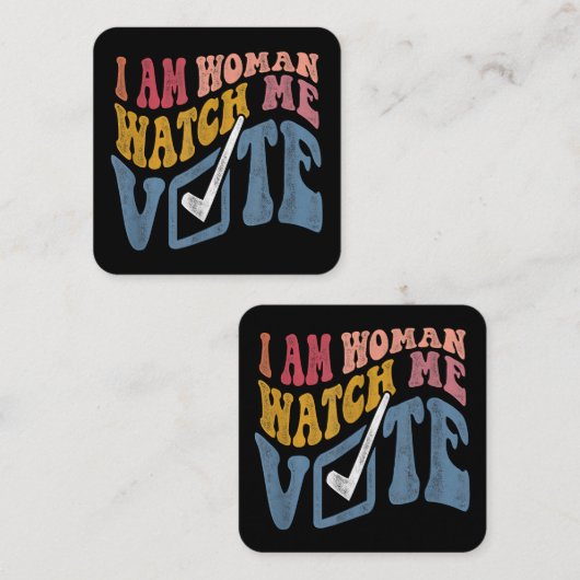 Ik ben een vrouw Bekijk mij Stem 2024 Blue Wave Vierkante Visitekaartje (Voorkant / Achterkant)