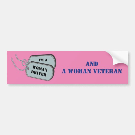 Ik ben een Vrouw Bestuurder en Veteraan Roze. Bumpersticker (Voorkant)