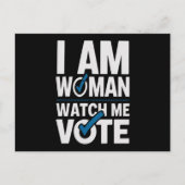 Ik ben een vrouw die kijkt hoe ik  stem briefkaart (Voorkant)