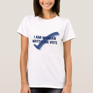Ik ben een vrouw die me blauw ziet stemmen t-shirt