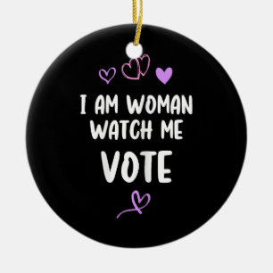Ik ben een vrouw die mij ziet stemmen keramisch ornament