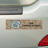 Ik ben een Vrouw Driver en Vrouw Veteraan Camoufla Bumpersticker (Op auto)