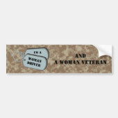 Ik ben een Vrouw Driver en Vrouw Veteraan Camoufla Bumpersticker (Voorkant)