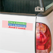 Ik ben een Vrouw en ik stem! Bumpersticker (Op Truck)