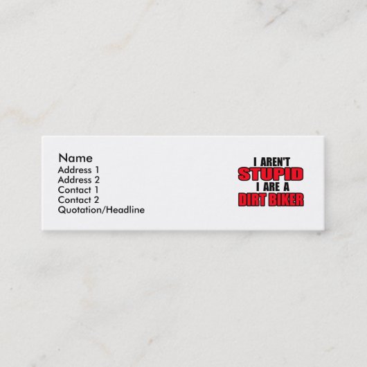 Ik ben een vuile motorfiets mini visitekaartje (Voorkant)