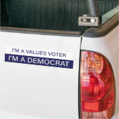 Ik ben een Waarden Voter; ik ben een Democraat Bumpersticker (Op Truck)