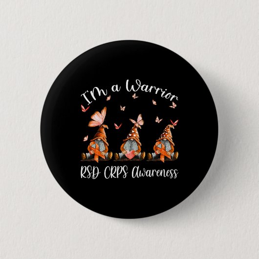 Ik ben een Warrior RSD CRPS Awareness Gnomen Ronde Button 5,7 Cm (Voorkant)