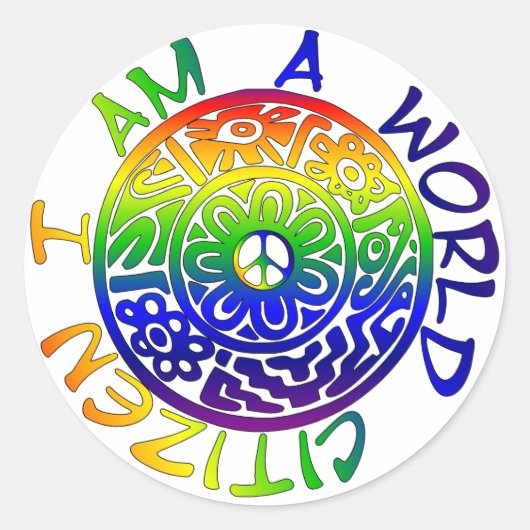 Ik ben een wereldburger ronde sticker (Voorkant)