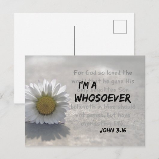 Ik ben een Wie Johannes 3.16 Bijbelvers Briefkaart (Voorkant / Achterkant)