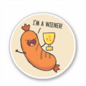 Ik ben een Wiener Hotdog Pun Die-Cut Sticker (Voorkant)