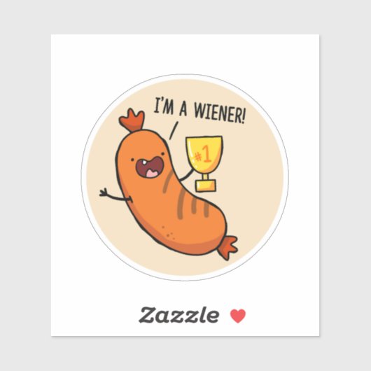 Ik ben een Wiener Hotdog Pun Die-Cut Sticker (Vel)