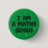 Ik ben een Wiskunde Genius pin badge Ronde Button 3,2 Cm (Voorkant)
