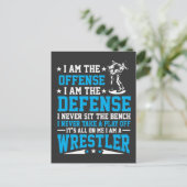 Ik ben een Wrestler Offense Defense Wrestling Figh Briefkaart (Staand voorkant)