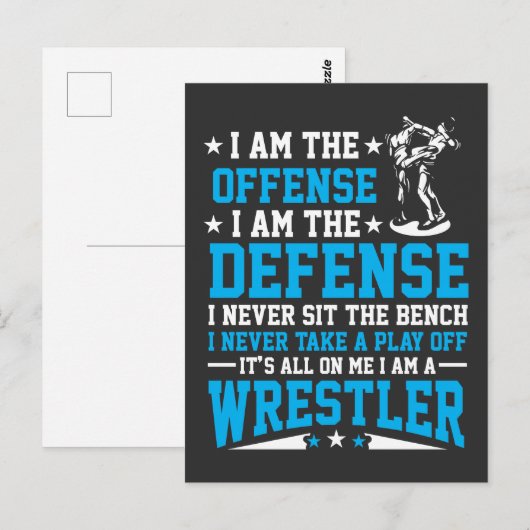 Ik ben een Wrestler Offense Defense Wrestling Figh Briefkaart (Voorkant / Achterkant)