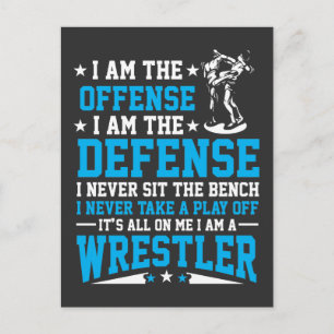 Ik ben een Wrestler Offense Defense Wrestling Figh Briefkaart
