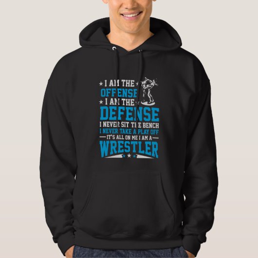 Ik ben een Wrestler Offense Defense Wrestling Figh Hoodie (Voorkant)