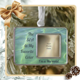 Ik ben een Zeemeermin met  Foto Verzilverd Omlijst Ornament