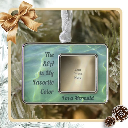 Ik ben een Zeemeermin met  Foto Verzilverd Omlijst Ornament