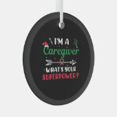 Ik ben een Zorgverlener Wat is je Superpower Kerst Glas Ornament (Voorkant Rechts)