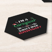 Ik ben een Zorgverlener Wat is je Superpower Kerst Kartonnen Onderzetters (Schuin)