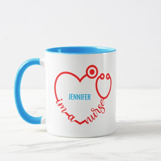 Ik ben een zuster Stethoscoop, aangepaste cadeaubo Mok (Links)