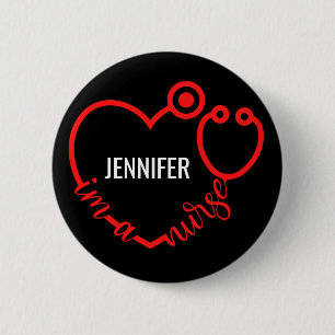 Ik ben een zuster Stethoscope Heart Cadeau Birthda Ronde Button 5,7 Cm