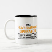 Ik ben een Zware Apparatuur Exploitant Tweekleurige Koffiemok (Links)