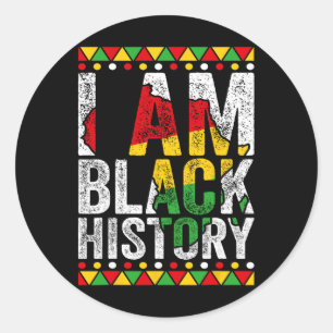 Ik ben een zwart historisch geschenk Zwart trots A Ronde Sticker