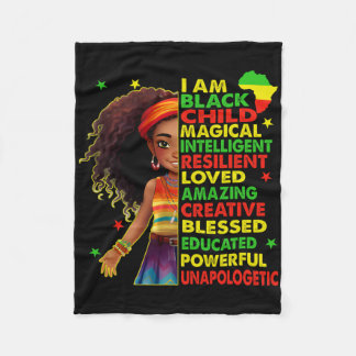 Ik ben een zwart kind Juneteenth Afro-Amerikaanse  Fleece Deken