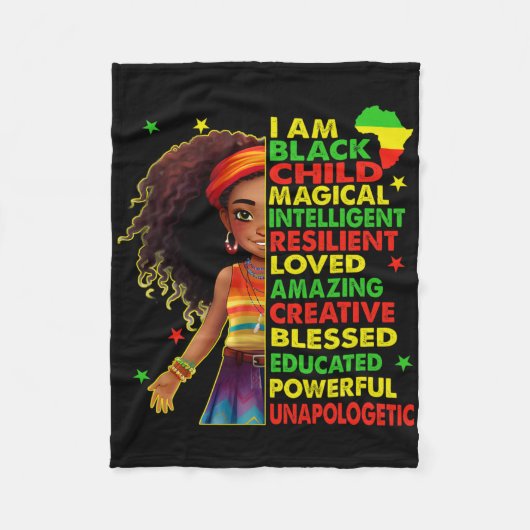 Ik ben een zwart kind Juneteenth Afro-Amerikaanse Fleece Deken (Voorkant)