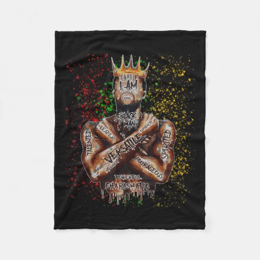 Ik ben een zwart Man en ik ben King Black History  Fleece Deken (Voorkant)