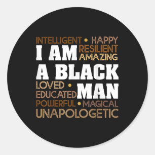 Ik ben een zwart Man Inspirerend Mannen zwarte ges Ronde Sticker
