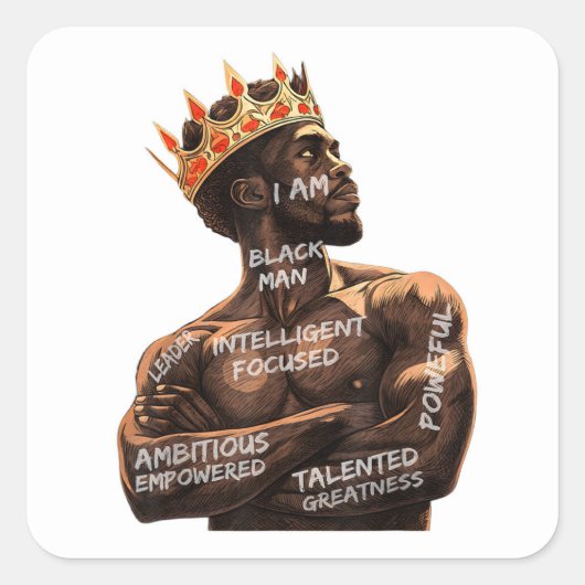 Ik ben een zwart Man Vierkante Sticker (Voorkant)