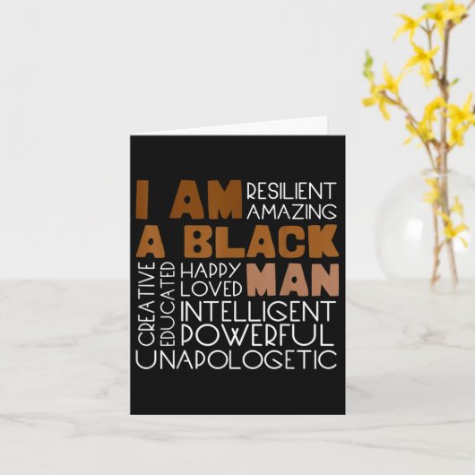 Ik ben een zwarte Man Inspirerend zwarte geschiede Kaart (Gele Bloem)
