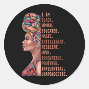 Ik ben een zwarte vrouw opgeleide magie intelligen ronde sticker
