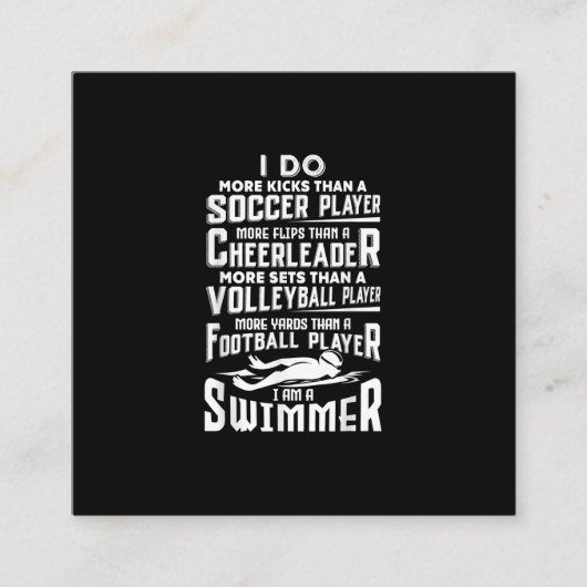 Ik ben een zwembere grappige zwembriem... vierkante visitekaartje (Voorkant)