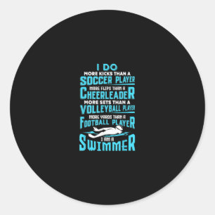 Ik ben een zwembere grappigste zwembad met een ove ronde sticker