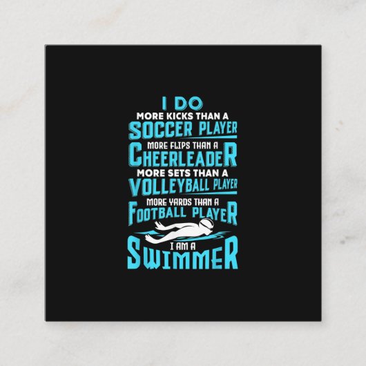 Ik ben een zwembere grappigste zwembad met een ove vierkante visitekaartje (Voorkant)