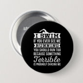 Ik Ben Een Zwemmer Ronde Button 7,6 Cm (Voorkant /achterkant)