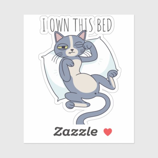 Ik ben eigenaar van dit bed kat sticker (Vel)