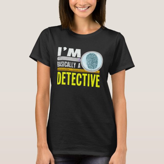 Ik ben eigenlijk een detective misdaadverslaafde m t-shirt (Voorkant)