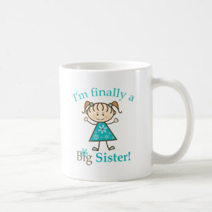 Ik ben eindelijk een Big Sister Stick Figuur Girl Koffiemok