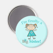 Ik ben eindelijk een Big Sister Stick Figuur Girl Magneet (Voorkant / Achterkant)